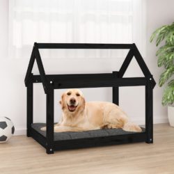 Hundeseng svart 81x60x70 cm heltre furu