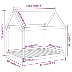 Hundeseng honningbrun 111x80x100 cm heltre furu