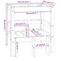 Hundeseng hvit 55,5×53,5×60 cm heltre furu