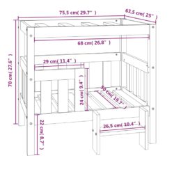 Hundeseng grå 75,5×63,5×70 cm heltre furu