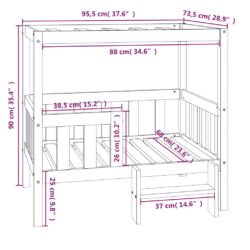 Hundeseng 95,5×73,5×90 cm heltre furu