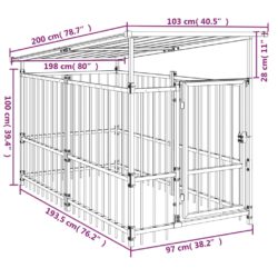 Utendørs hundegård med tak stål 1,88 m²