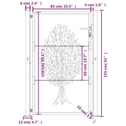 Hageport antrasitt 105×155 cm stål tredesign