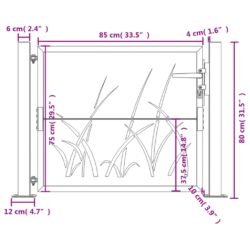 Hageport antrasitt 105×80 cm stål gressdesign