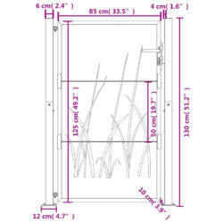 Hageport antrasitt 105×130 cm stål gressdesign