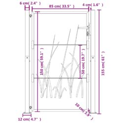 Hageport antrasitt 105×155 cm stål gressdesign