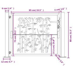 Hageport antrasitt 105×80 cm stål bambusdesign