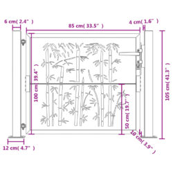 Hageport antrasitt 105×105 cm stål bambusdesign