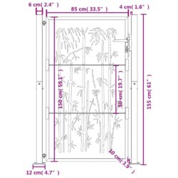 Hageport antrasitt 105×155 cm stål bambusdesign