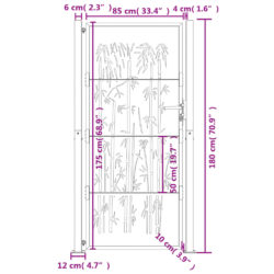 Hageport antrasitt 105×180 cm stål bambusdesign