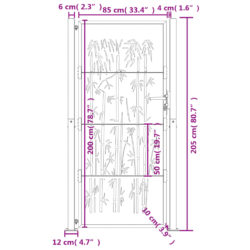 Hageport antrasitt 105×205 cm stål bambusdesign