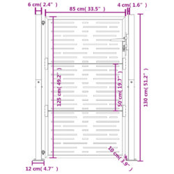 Hageport antrasitt 105×130 cm stål firkantet design