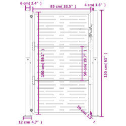 Hageport antrasitt 105×155 cm stål firkantet design