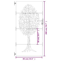 Hageport 85×200 cm cortenstål tredesign