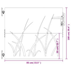 Hageport 85×100 cm cortenstål gressdesign