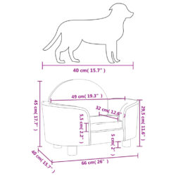 Hundeseng lysegrå 66x40x45 cm fløyel