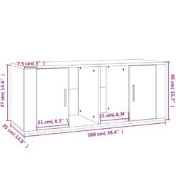 TV-benk hvit 100x35x40 cm konstruert tre