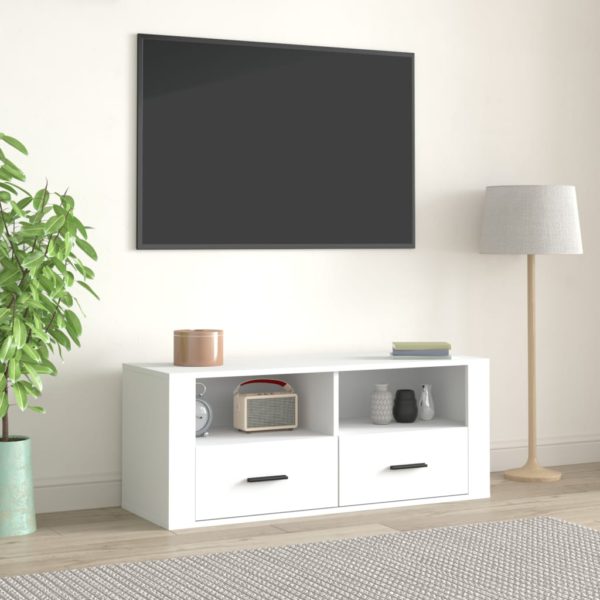 TV-benk hvit 100x35x40 cm konstruert tre