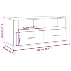 TV-benk betonggrå 100x35x40 cm konstruert tre