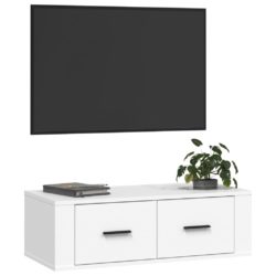 Hengende TV-benk hvit 80x36x25 cm konstruert tre