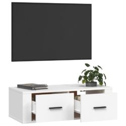 Hengende TV-benk hvit 80x36x25 cm konstruert tre