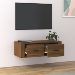 Hengende TV-benk brun eik 80x36x25 cm konstruert tre