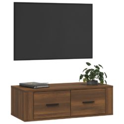 Hengende TV-benk brun eik 80x36x25 cm konstruert tre