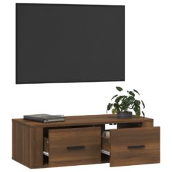 Hengende TV-benk brun eik 80x36x25 cm konstruert tre