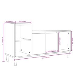 TV-benk høyglans hvit 100x35x55 cm konstruert tre