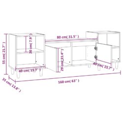 TV-benk svart 160x35x55 cm konstruert tre