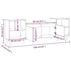 TV-benk grå sonoma 160x35x55 cm konstruert tre