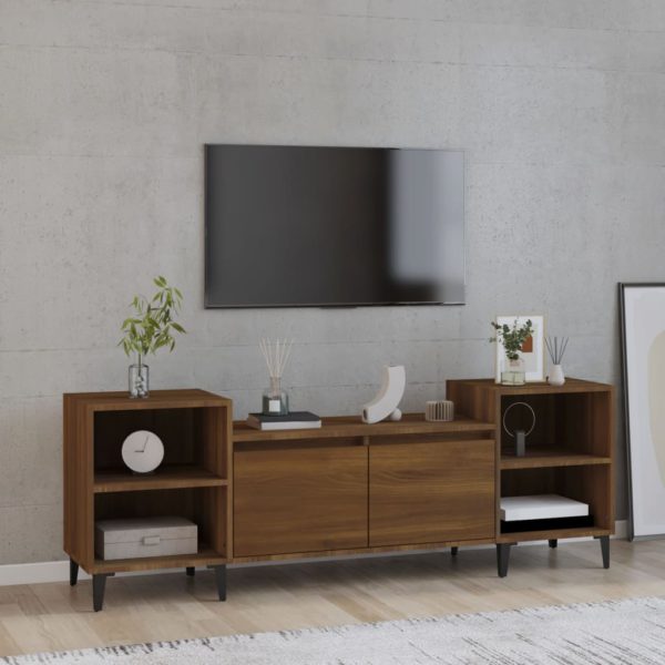 TV-benk brun eik 160x35x55 cm konstruert tre