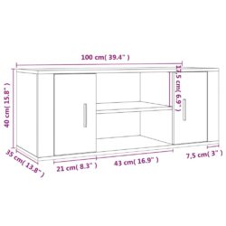 TV-benk betonggrå 100x35x40 cm konstruert tre