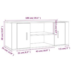 TV-benk røkt eik 100x35x40 cm konstruert tre