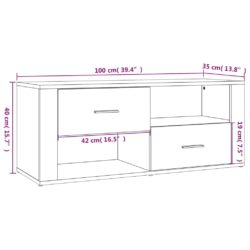 TV-benk hvit 100x35x40 cm konstruert tre