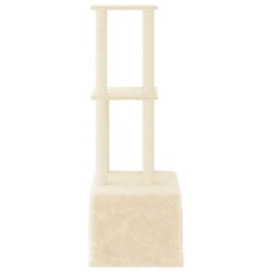 Kattetre med klorestolper i sisal kremhvit 133,5 cm