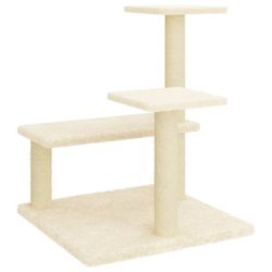 Kattetre med klorestolper i sisal kremhvit 61 cm