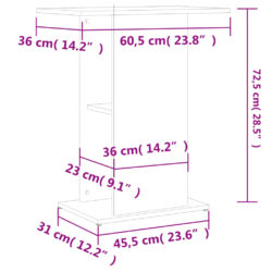 Akvariumstativ hvit 60,5x36x72,5 cm konstruert tre