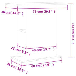 Akvariumstativ høyglans hvit 75x36x72,5 cm konstruert tre