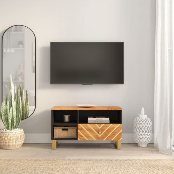 TV-benk brun og svart 80×33,5×46 cm heltre mango