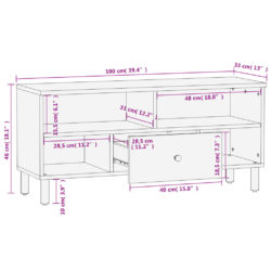 TV-benk svart 100x33x46 cm heltre mango