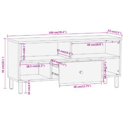 TV-benk 100x33x46 cm heltre mango