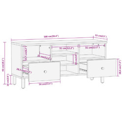 TV-benk 100x33x46 cm heltre mango