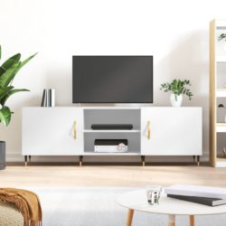 TV-benk høyglans hvit 150x30x50 cm konstruert tre