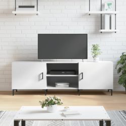 TV-benk høyglans hvit 150x30x50 cm konstruert tre