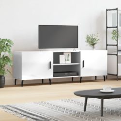 TV-benk høyglans hvit 150x30x50 cm konstruert tre