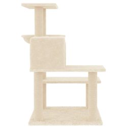 Kattetre med klorestolper i sisal kremhvit 82,5 cm