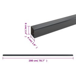 Hagegjerdestolper 10 stk grå 200 cm stål