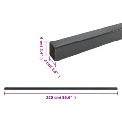 Hagegjerdestolper 10 stk grå 220 cm stål