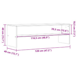 TV-benk røkt eik 120x40x40 cm konstruert tre